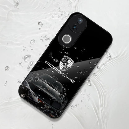 Vivo V50 5G Premium Acrylic Shockproof Glass Back Case (Black Porsche)