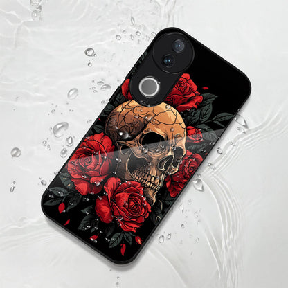 Vivo V50 5G Premium Acrylic Shockproof Glass Back Case (Rose Skull)