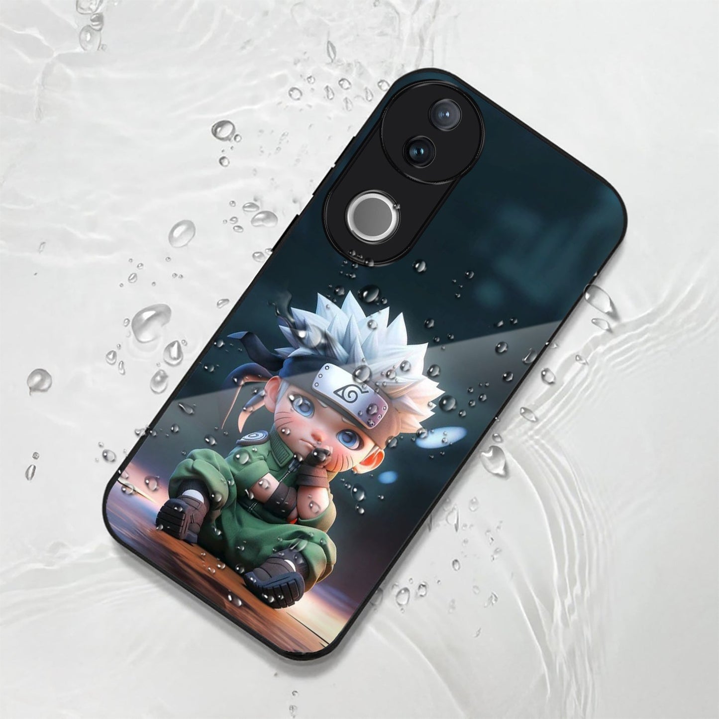 Vivo V50 5G Premium Acrylic Shockproof Glass Back Case (Small Kakashi)