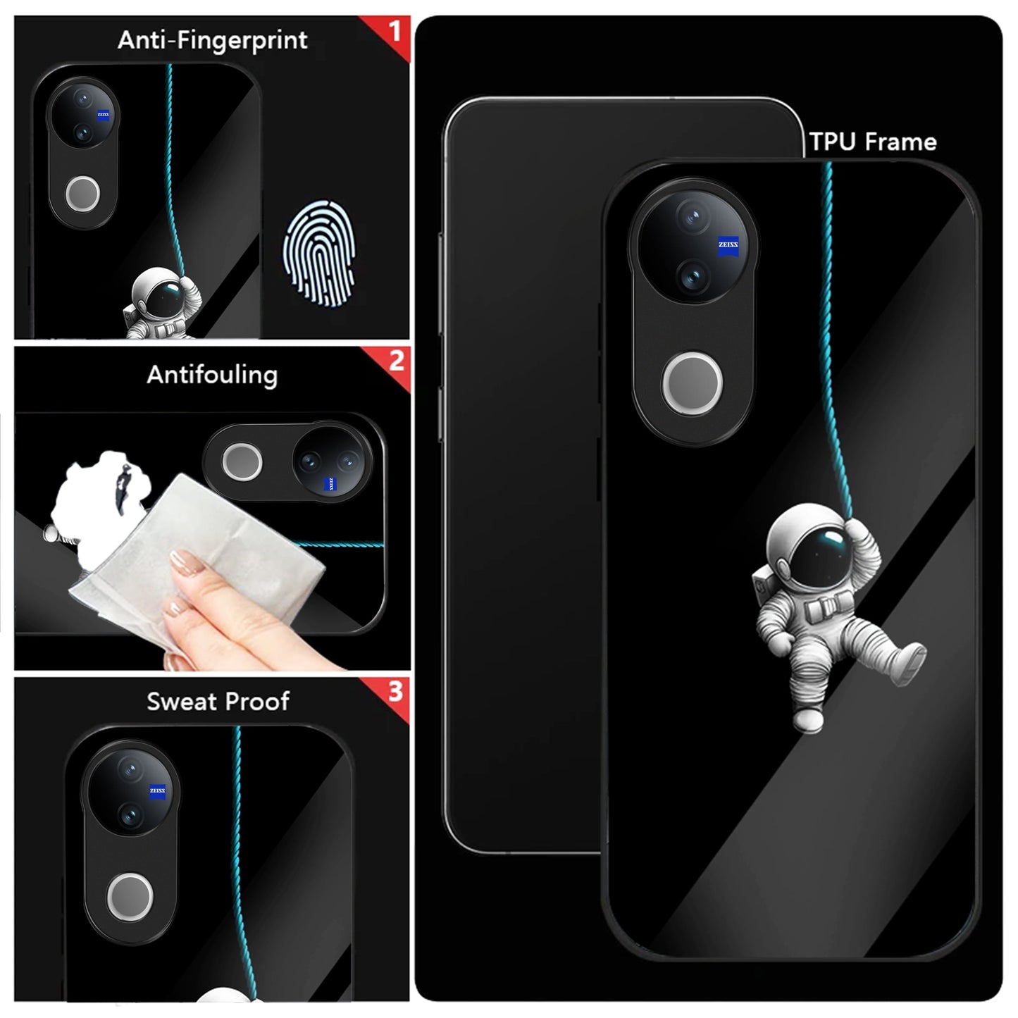 Vivo V50 5G Premium Acrylic Shockproof Glass Back Case (Zero Gravity)