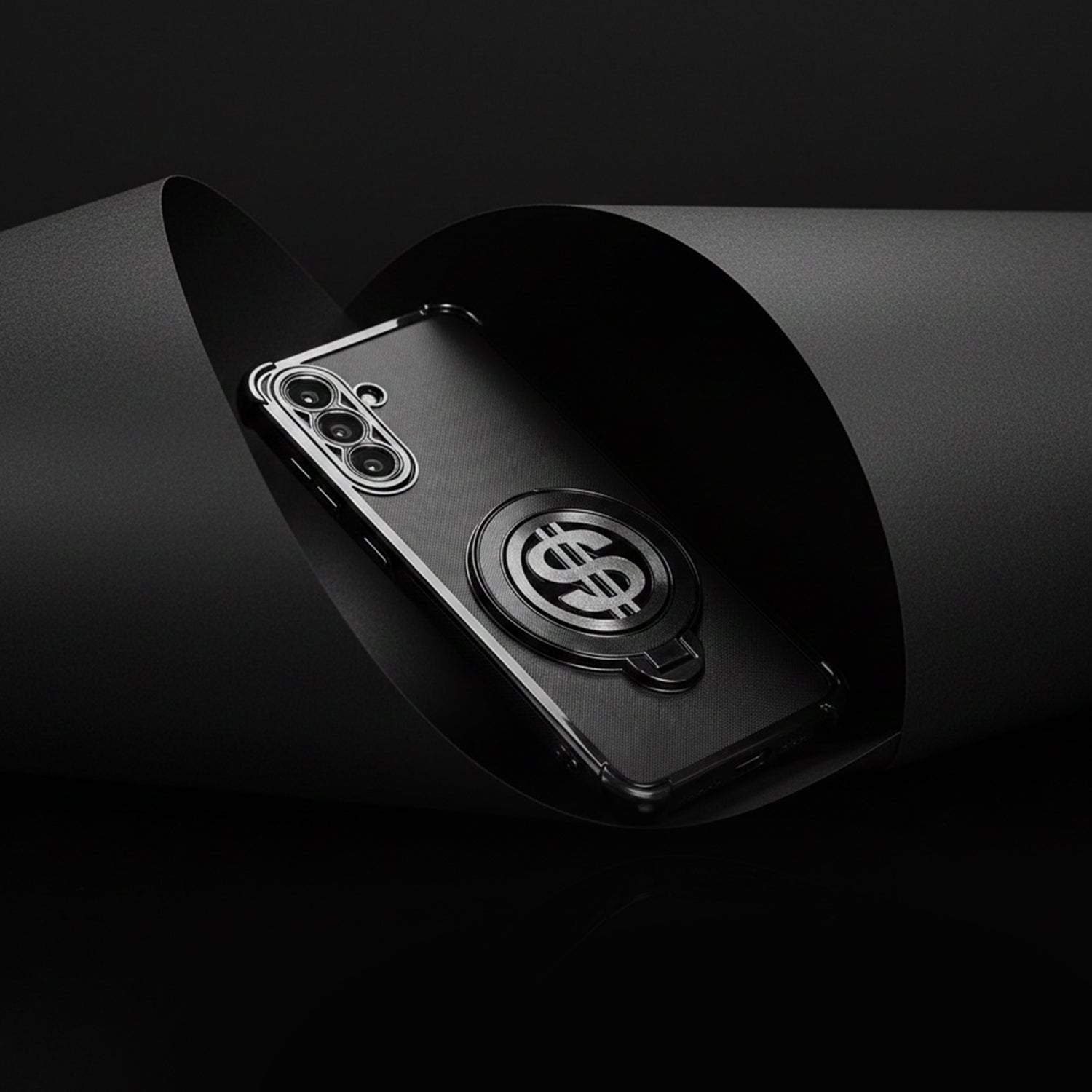 Samsung Galaxy A56 5G Black phone case with a dollar sign design on a dark background