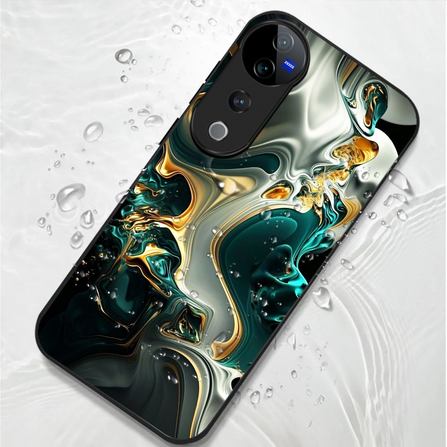 Vivo V40 Pro 5G Premium Acrylic Shockproof Glass Back Case (Ocean Ember)
