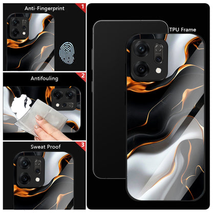 Oppo Reno14 5G Premium Acrylic Shockproof Glass Back Case (Lava Veins)