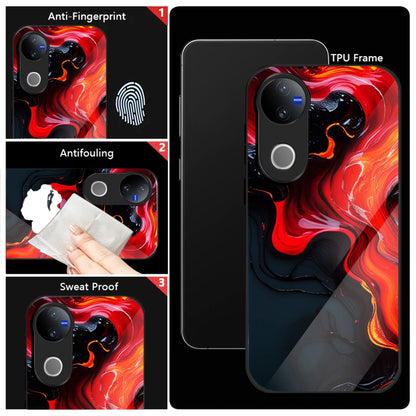 Vivo V50 5G Premium Acrylic Shockproof Glass Back Case (Inferno Flow)