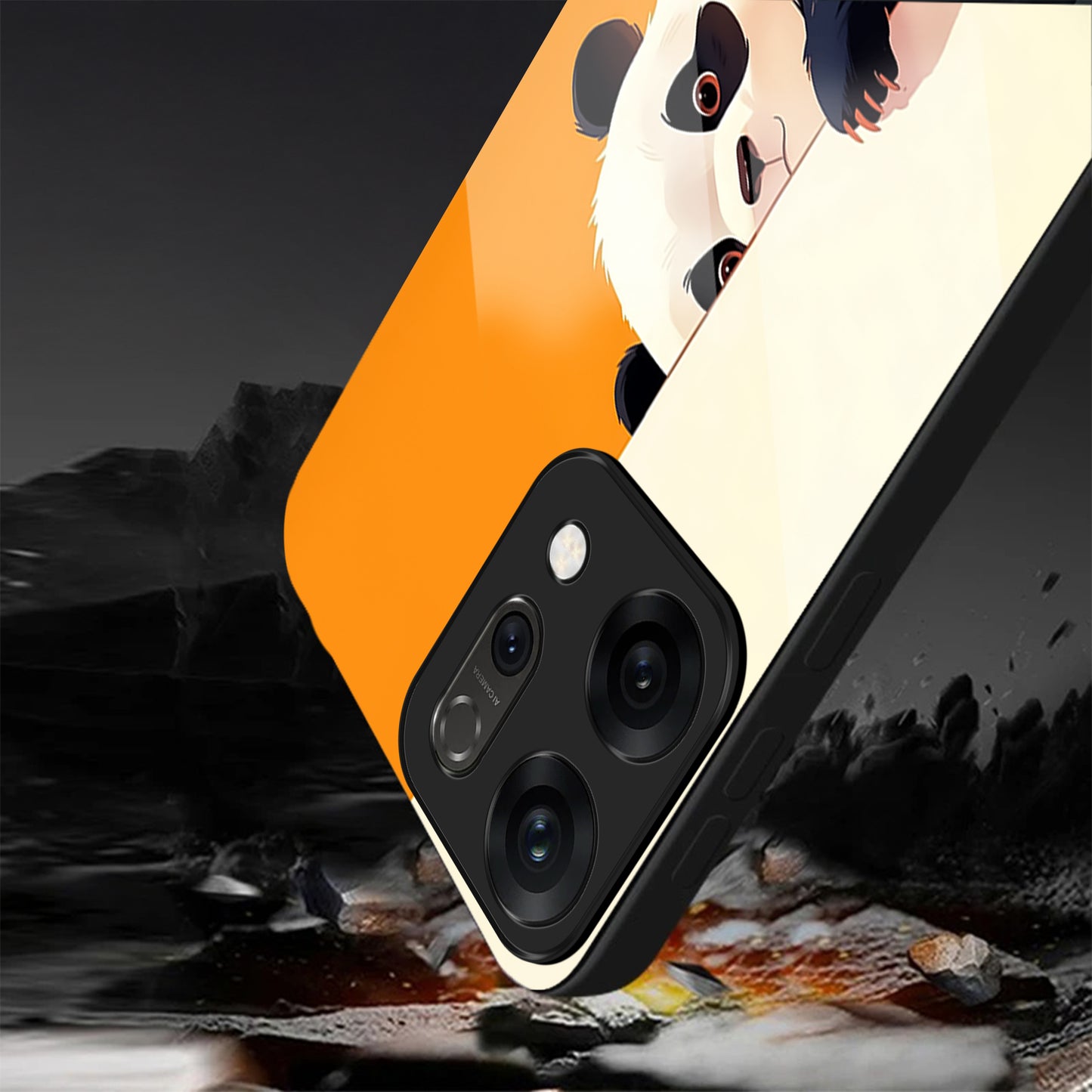 Oppo Reno 14 5G Cute Panda Peek Aesthetic Glass Case
