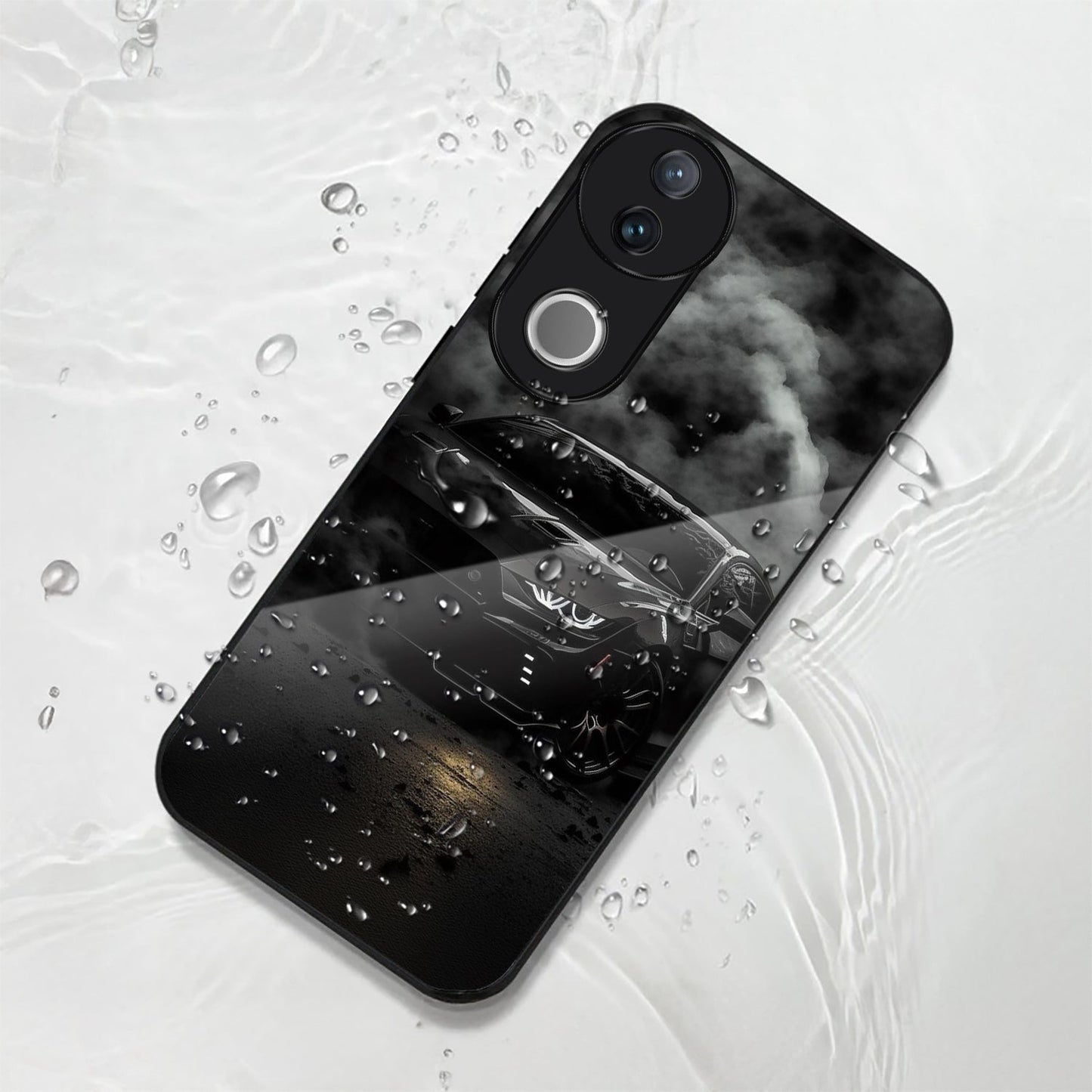 Vivo V50 5G Premium Acrylic Shockproof Glass Back Case (Black-BMW)