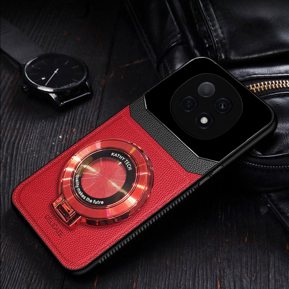 Oppo F29 Pro 5G Original Luxury Leather Lens Magnifier Ring Stand Case