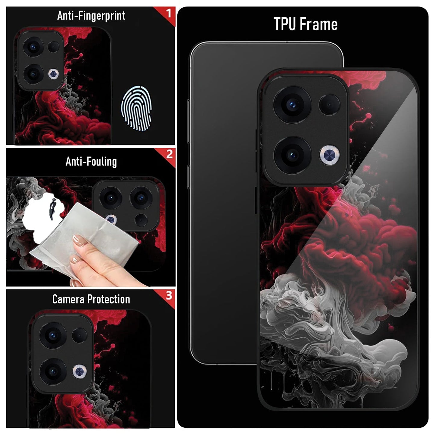 Oppo Reno 13 5G Premium Acrylic Shockproof Glass Back Case (Flame)