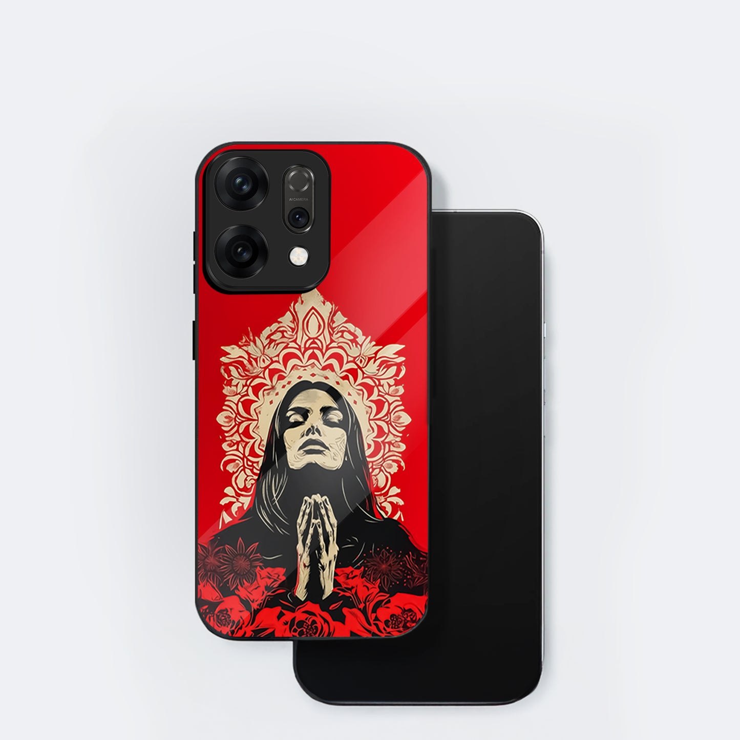 Oppo Reno 14 5G Red Divine Art Aesthetic Glass Case