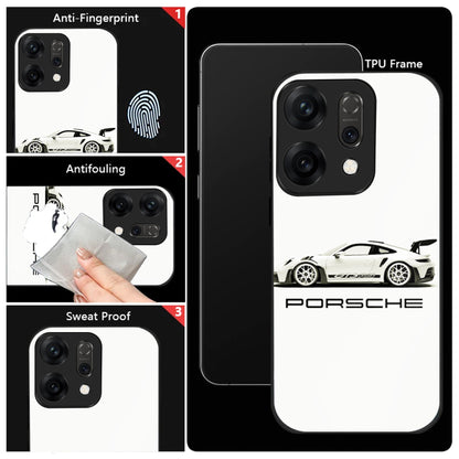 Oppo Reno 14 5G Premium Acrylic Shockproof Glass Back Case (White Porsche)