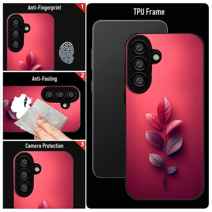 Samsung Galaxy A56 Premium Acrylic Shockproof Glass Back Case (Pink Leaf)