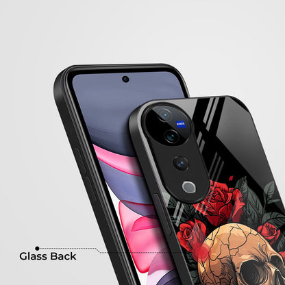 Vivo V40 Pro 5G Premium Acrylic Shockproof Glass Back Case (Rose Skull)