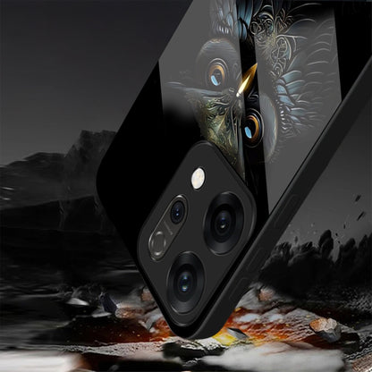 Oppo Reno 14 5G Premium Acrylic Shockproof Glass Back Case (Midnight Owl)