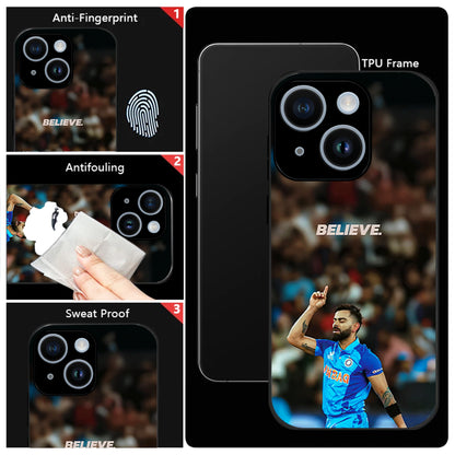 iPhone 14 Premium Acrylic Shockproof Glass Back Case (Virat Kohli)