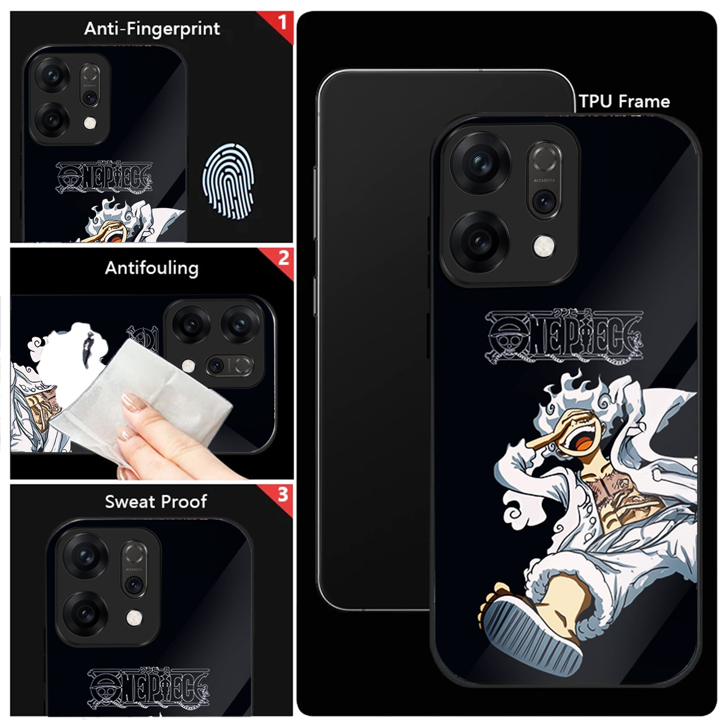 Oppo Reno 14 5G Luffy Gear 5 Inspired Aesthetic Glass Case