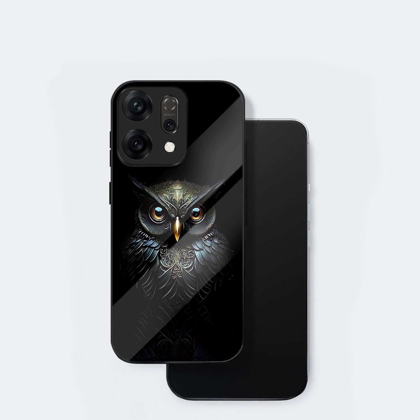 Oppo Reno 14 5G Premium Acrylic Shockproof Glass Back Case (Midnight Owl)