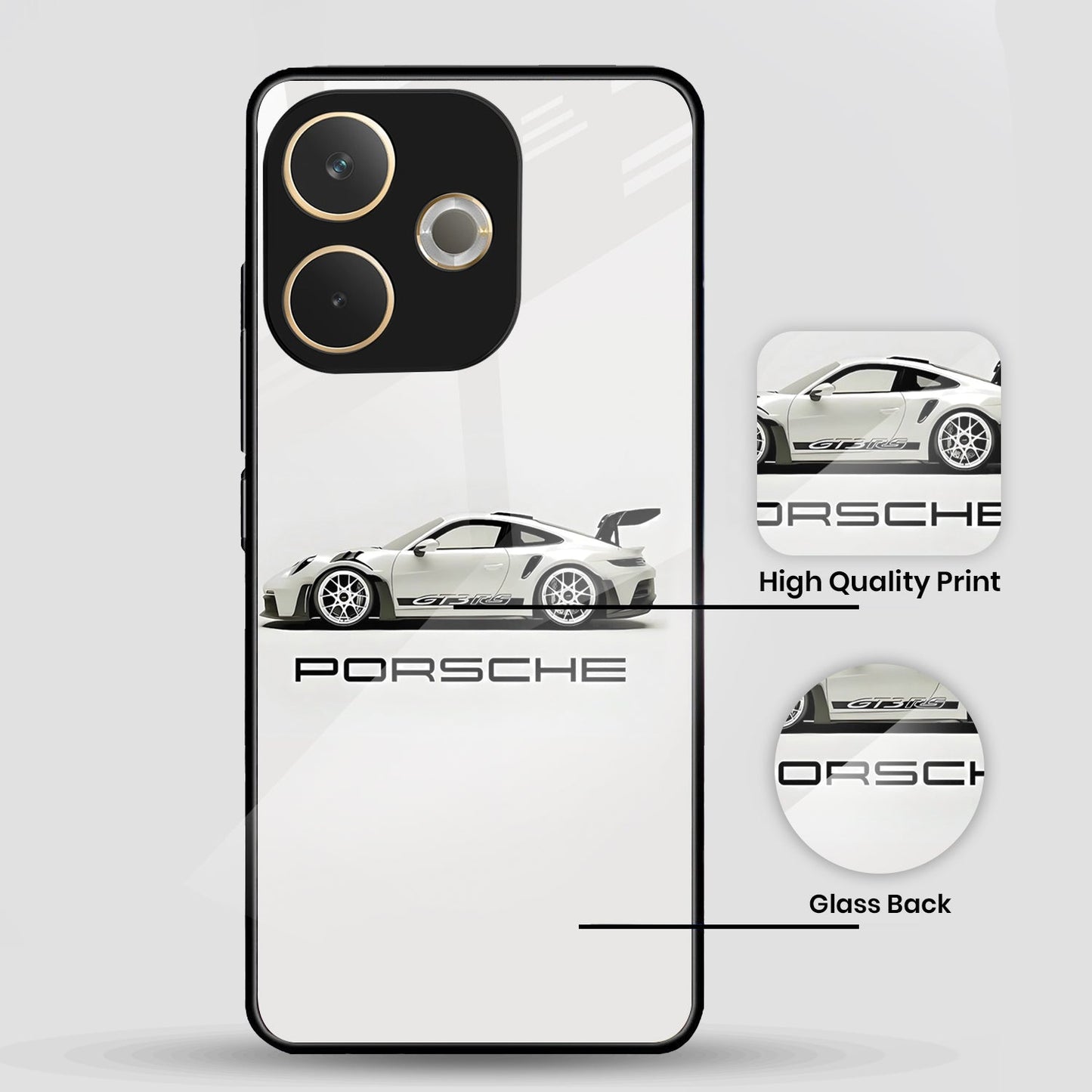 Oppo A5 Pro 5G Premium Acrylic Shockproof Glass Back Case (Porsche)