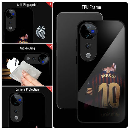 Vivo V40 Pro 5G Premium Acrylic Shockproof Glass Back Case (Messi)