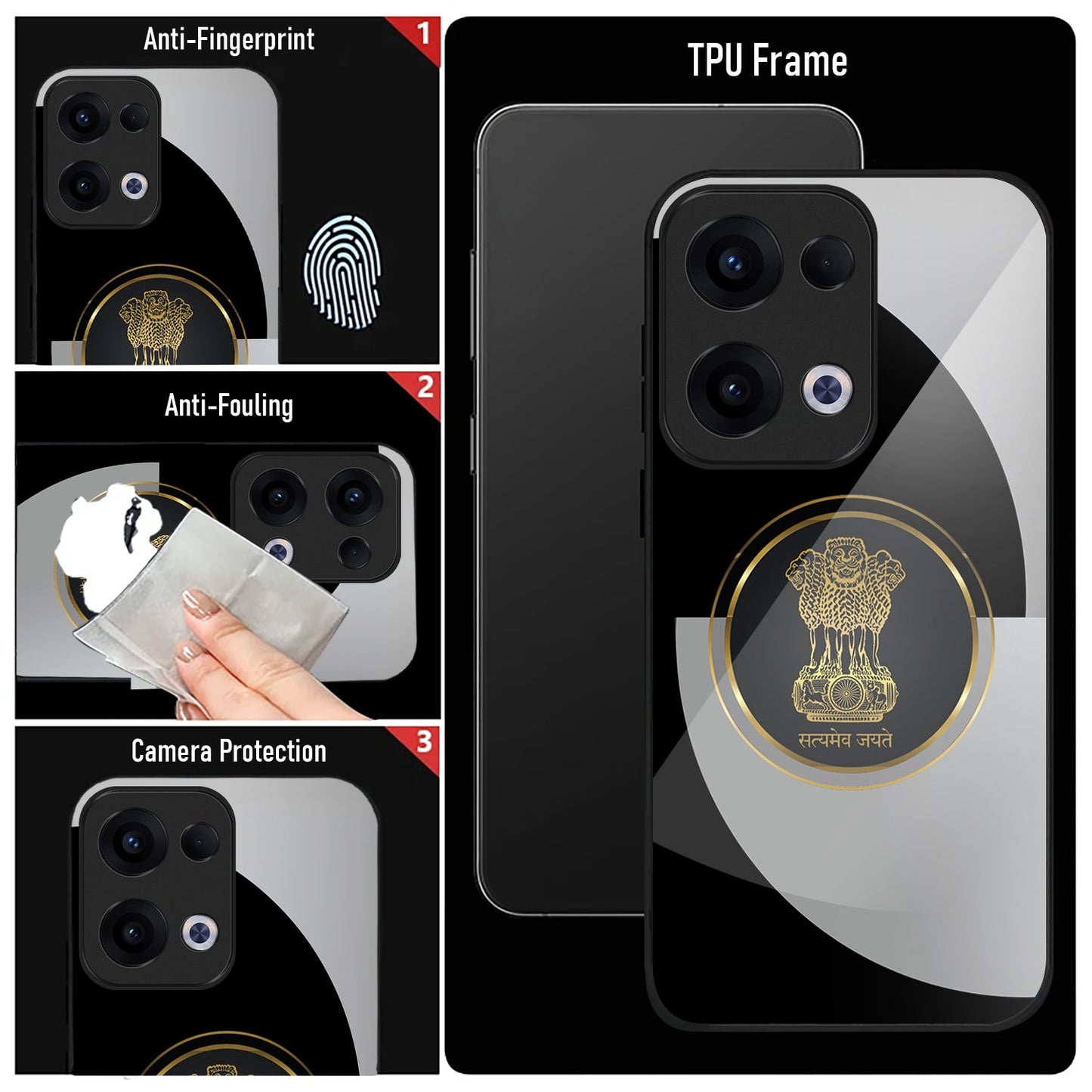 Oppo Reno 13 5G Premium Acrylic Shockproof Glass Back Case (Ashoka Pillar)