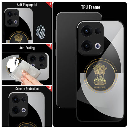 Oppo Reno 13 5G Premium Acrylic Shockproof Glass Back Case (Ashoka Pillar)