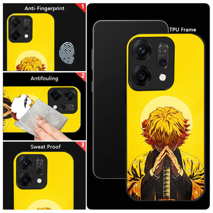 Oppo Reno 14 5G Premium Acrylic Shockproof Glass Back Case (Zenitsu Agatsuma)