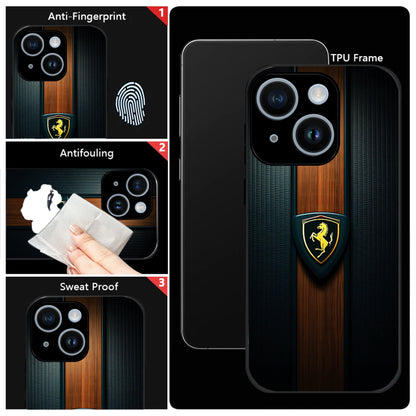 iPhone 14 Premium Acrylic Shockproof Glass Back Case (Royal Roadster)