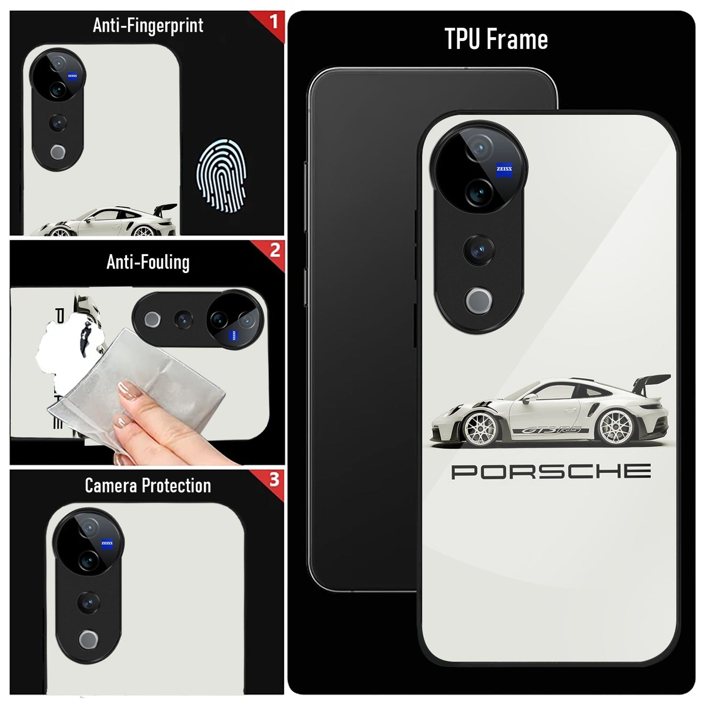 Vivo V40 Pro 5G Premium Acrylic Shockproof Glass Back Case (Drive Porsche)