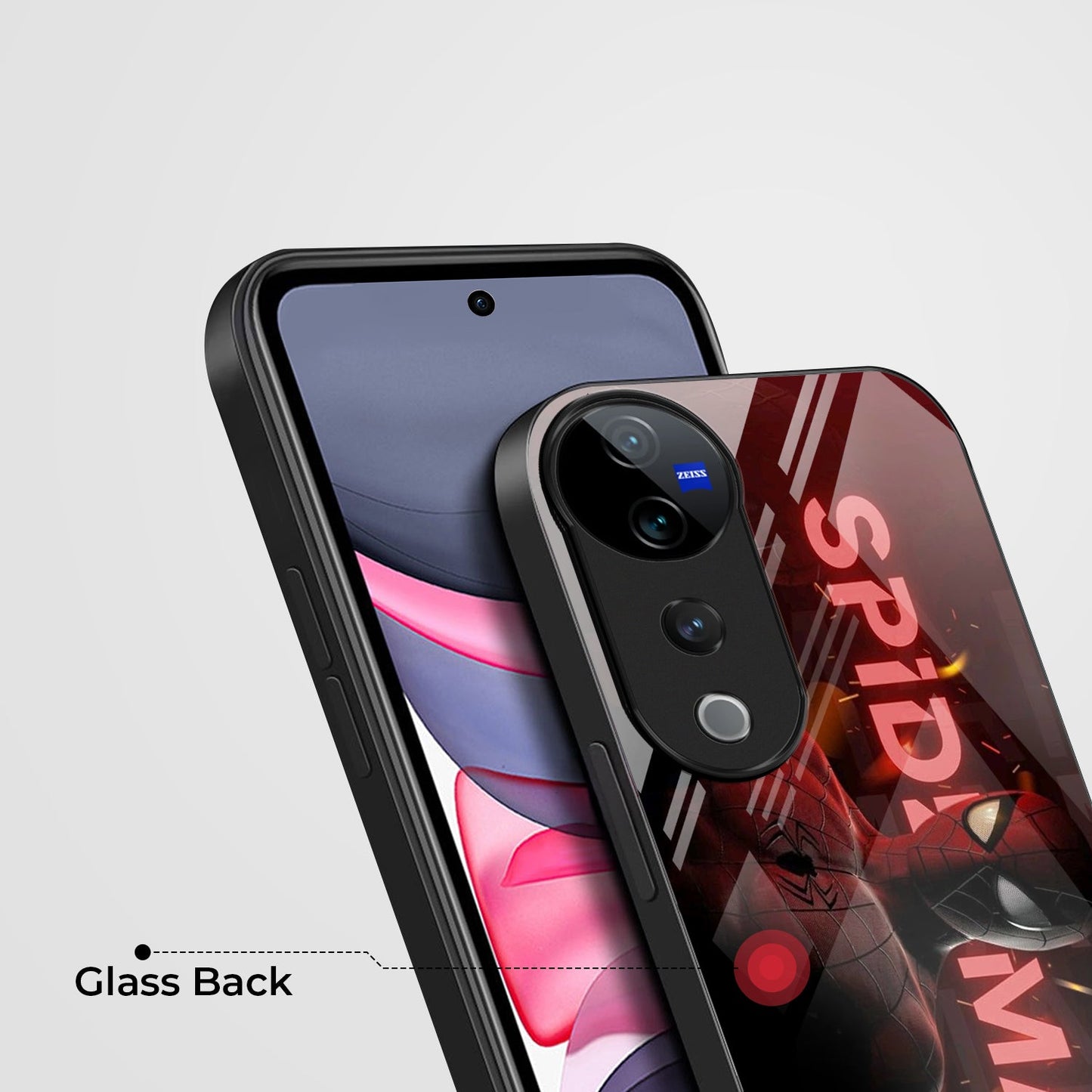 Vivo V40 Pro 5G Premium Acrylic Shockproof Glass Back Case (Red Spiderman)