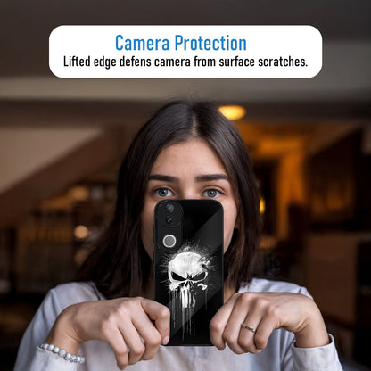 Vivo V50 5G Premium Acrylic Shockproof Glass Back Case (Punisher Skull)