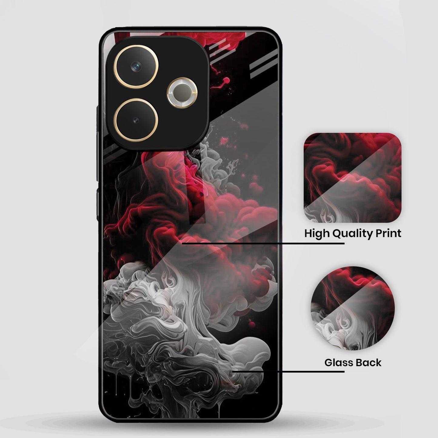Oppo A5 Pro 5G Premium Acrylic Shockproof Glass Back Case (Vortex Flame)