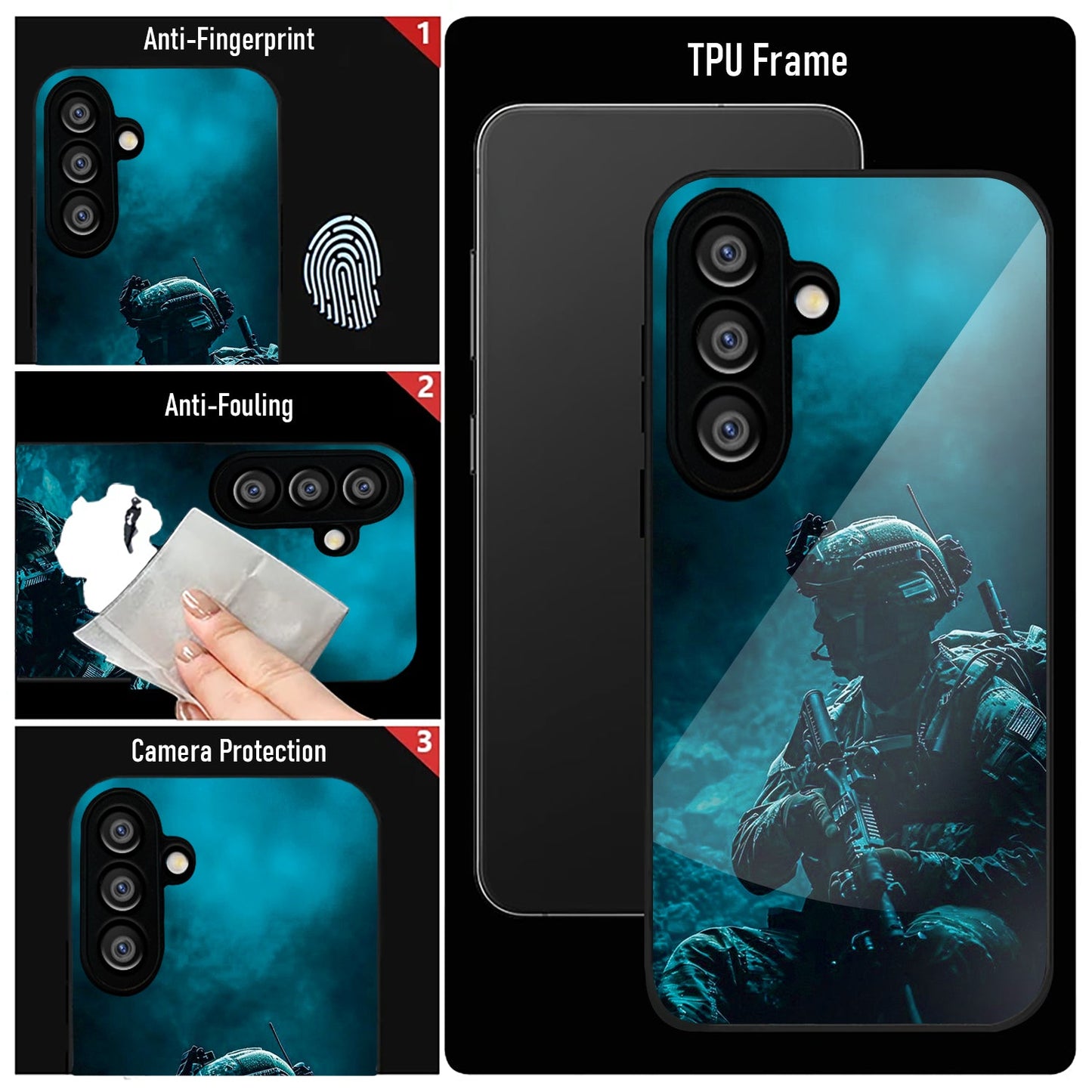 Samsung Galaxy A56 Premium Acrylic Shockproof Glass Back Case (Soldier Case)