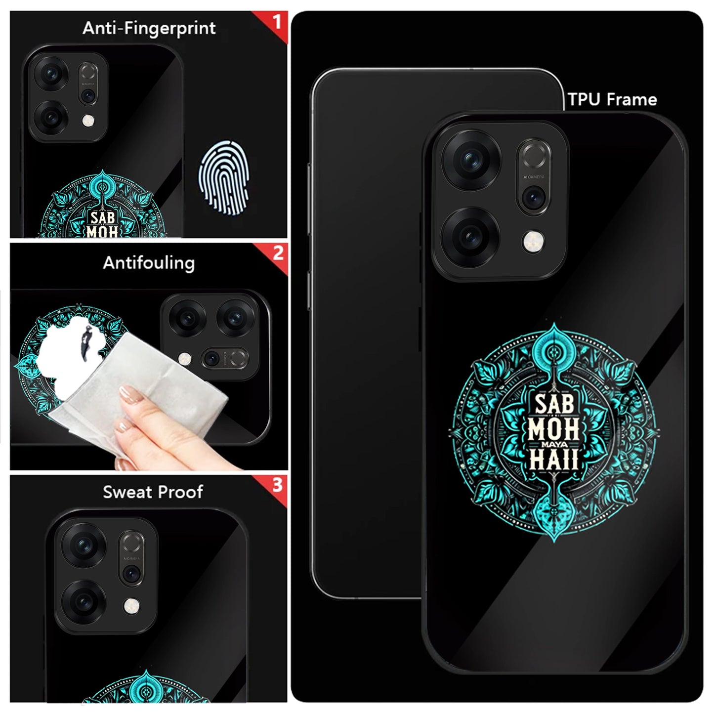 Oppo Reno 14 5G Premium Acrylic Shockproof Glass Back Case (Moh Maya)