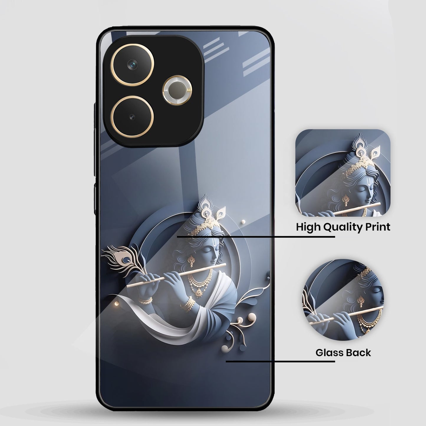 Oppo A5 Pro 5G Premium Acrylic Shockproof Glass Back Case (Midnight Krishna)