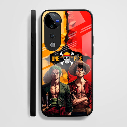 Vivo V40 Pro 5G Premium Acrylic Shockproof Glass Back Case (Luffy & Zoro)