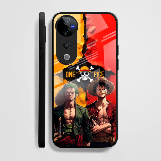 Vivo V40 Pro 5G Premium Acrylic Shockproof Glass Back Case (Luffy & Zoro)
