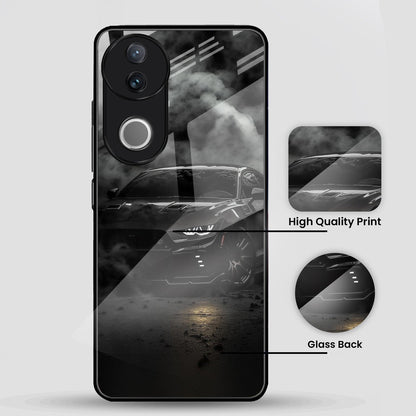 Vivo V50 5G Premium Acrylic Shockproof Glass Back Case (Black-BMW)