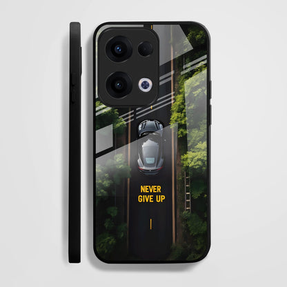 Oppo Reno 13 5G Premium Acrylic Shockproof Glass Back Case (Never Give up)