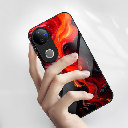 Vivo V50 5G Premium Acrylic Shockproof Glass Back Case (Inferno Flow)
