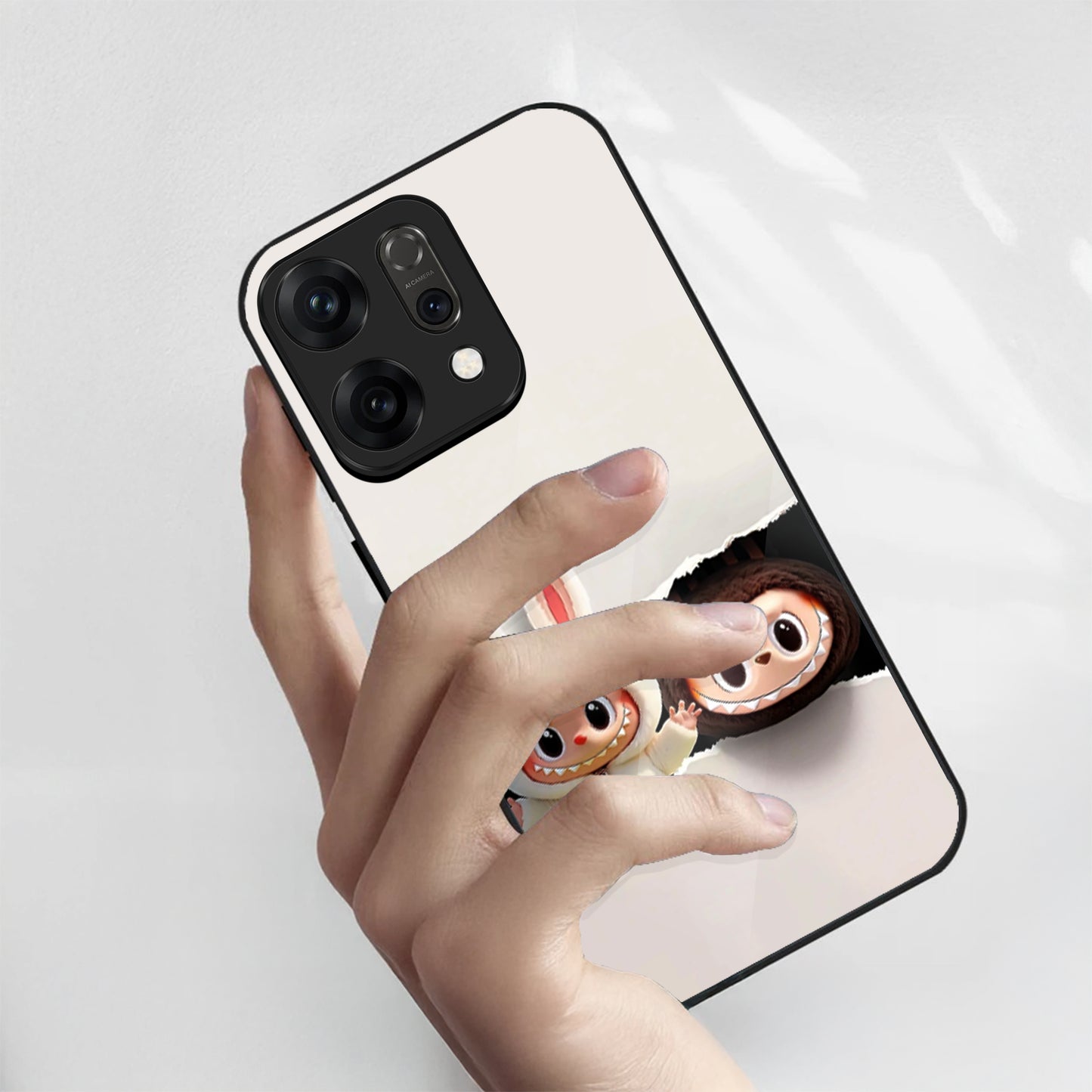 Oppo Reno 14 5G Cute Labubu Character Aesthetic Glass Case