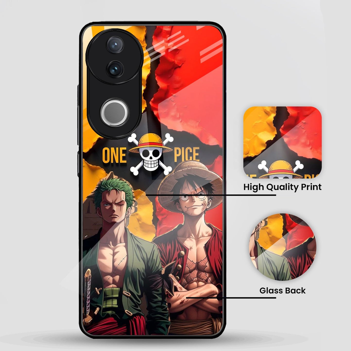 Vivo V50 5G Premium Acrylic Shockproof Glass Back Case (Luffy & Zoro)