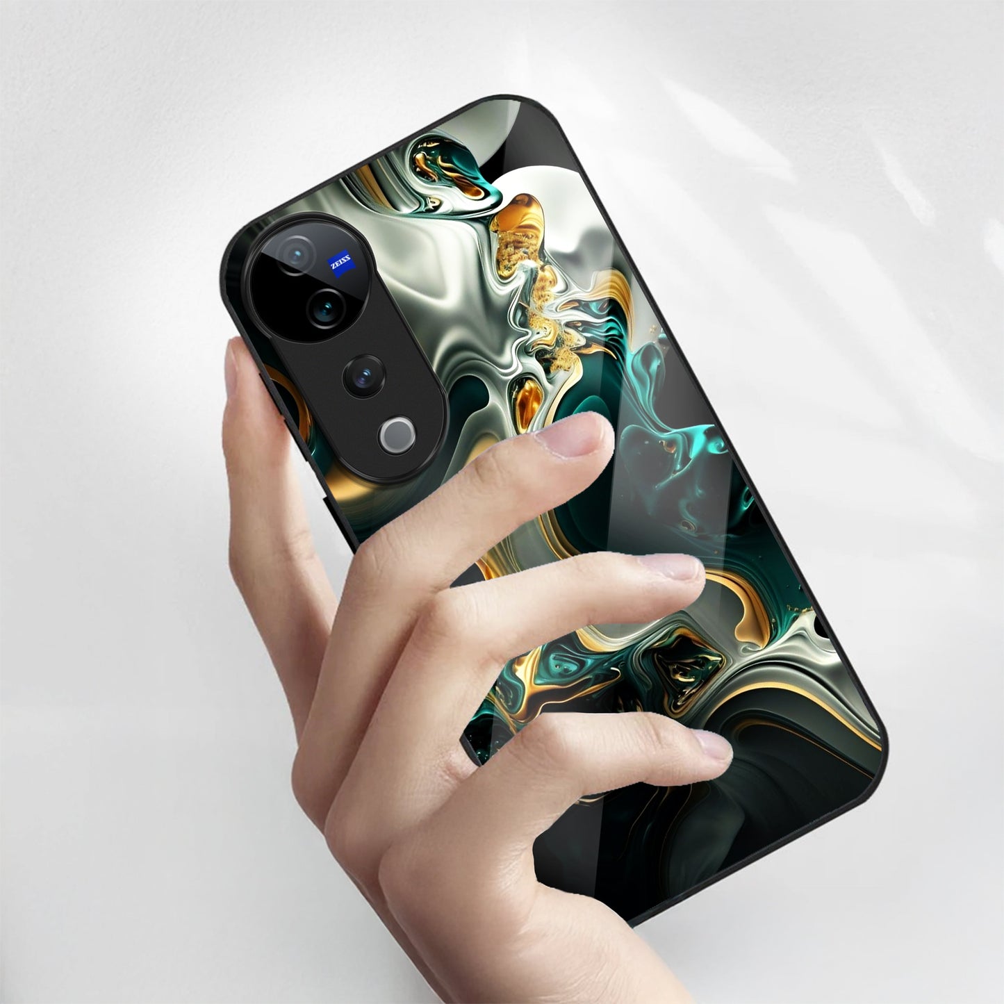 Vivo V40 Pro 5G Premium Acrylic Shockproof Glass Back Case (Ocean Ember)