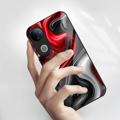 Vivo V50 5G Premium Acrylic Shockproof Glass Back Case (Crimson Wave)