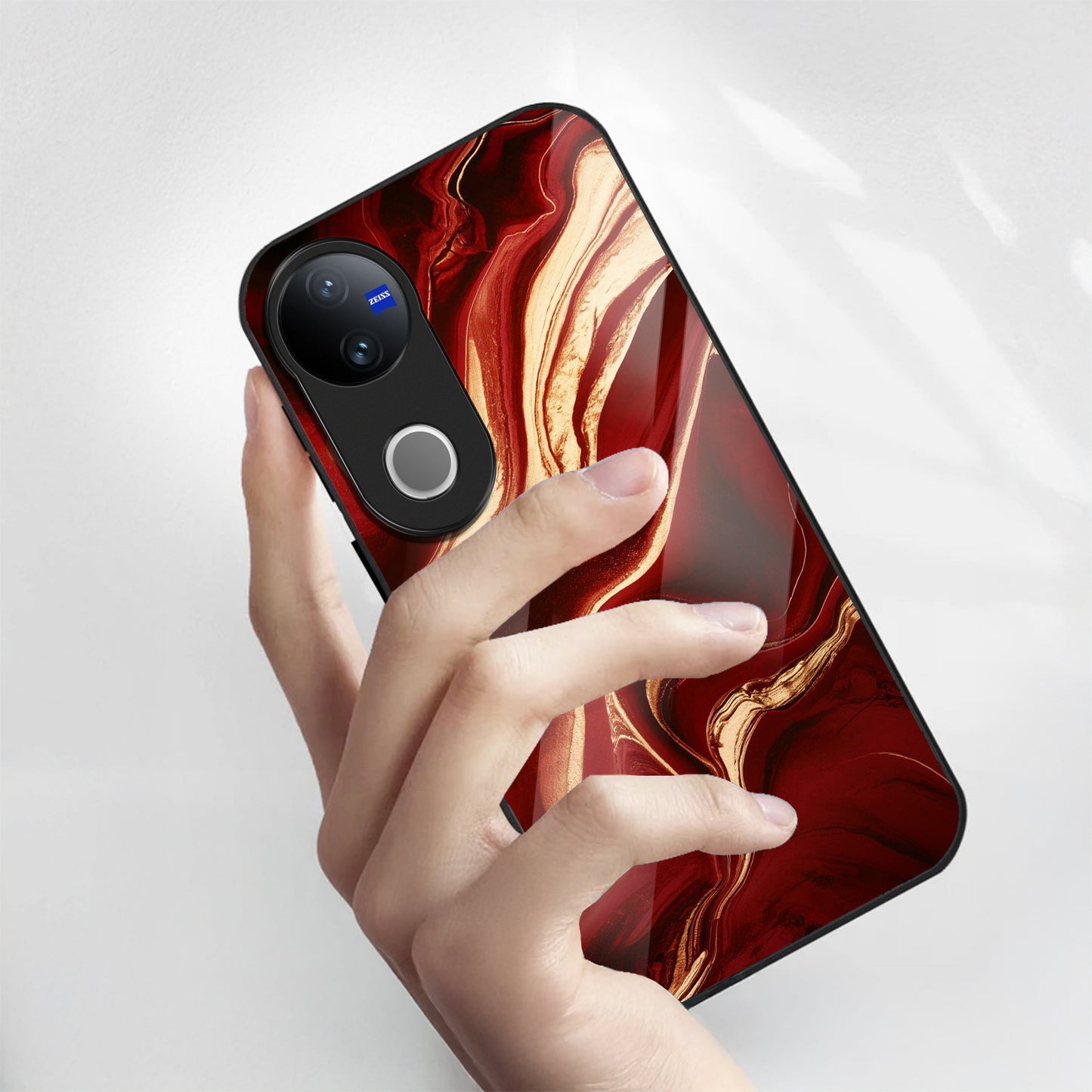 Vivo V50 5G Premium Acrylic Shockproof Glass Back Case (Red Mirage)