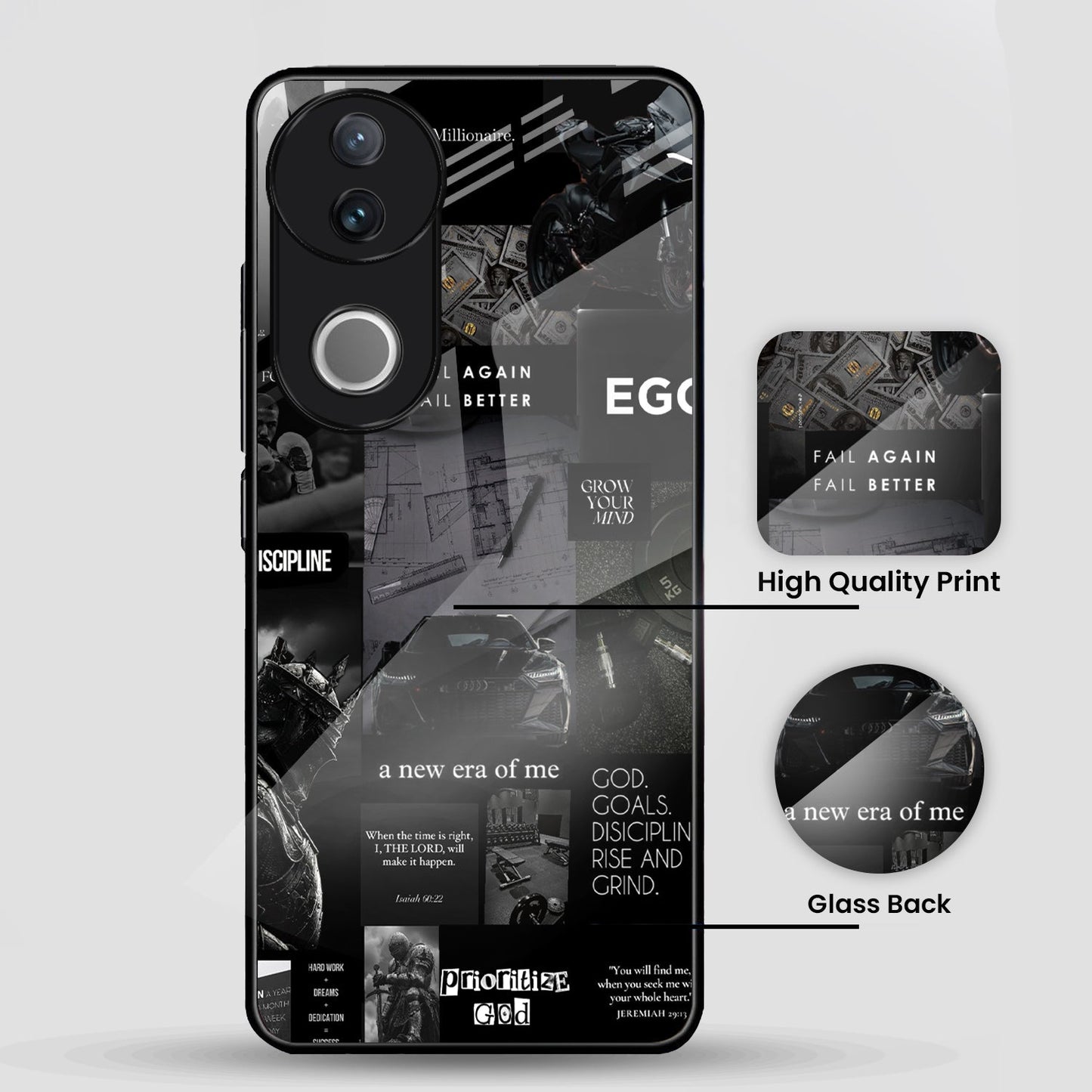 Vivo V50 5G Premium Acrylic Shockproof Glass Back Case (New Era)
