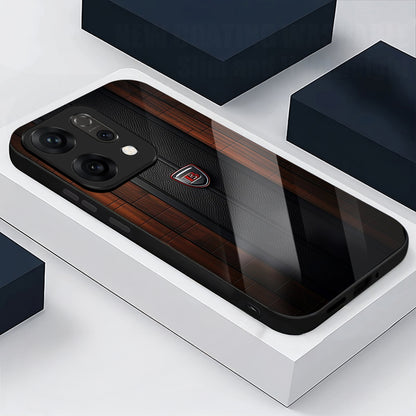 Oppo Reno 14 5G Premium Acrylic Shockproof Glass Back Case (Carbon Oak)