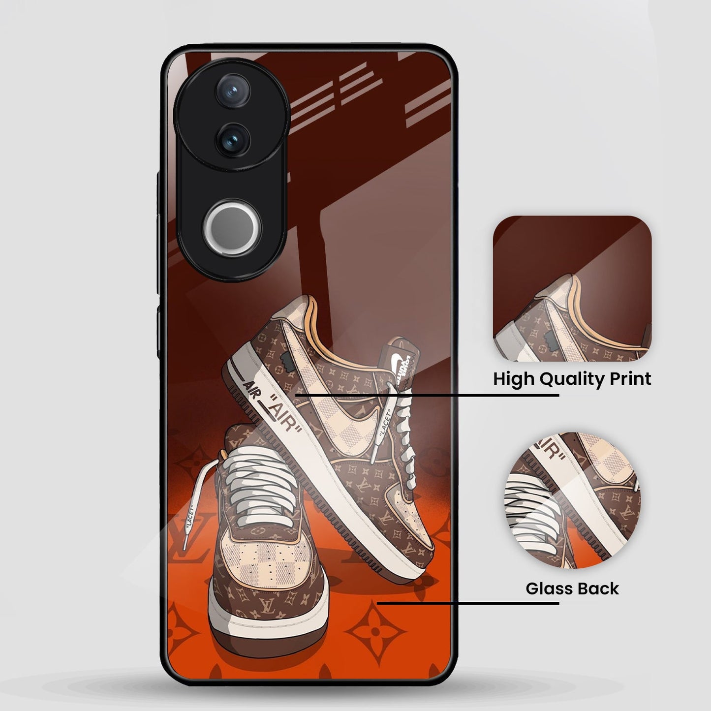 Vivo V50 5G Premium Acrylic Shockproof Glass Back Case (Sneaker Case)