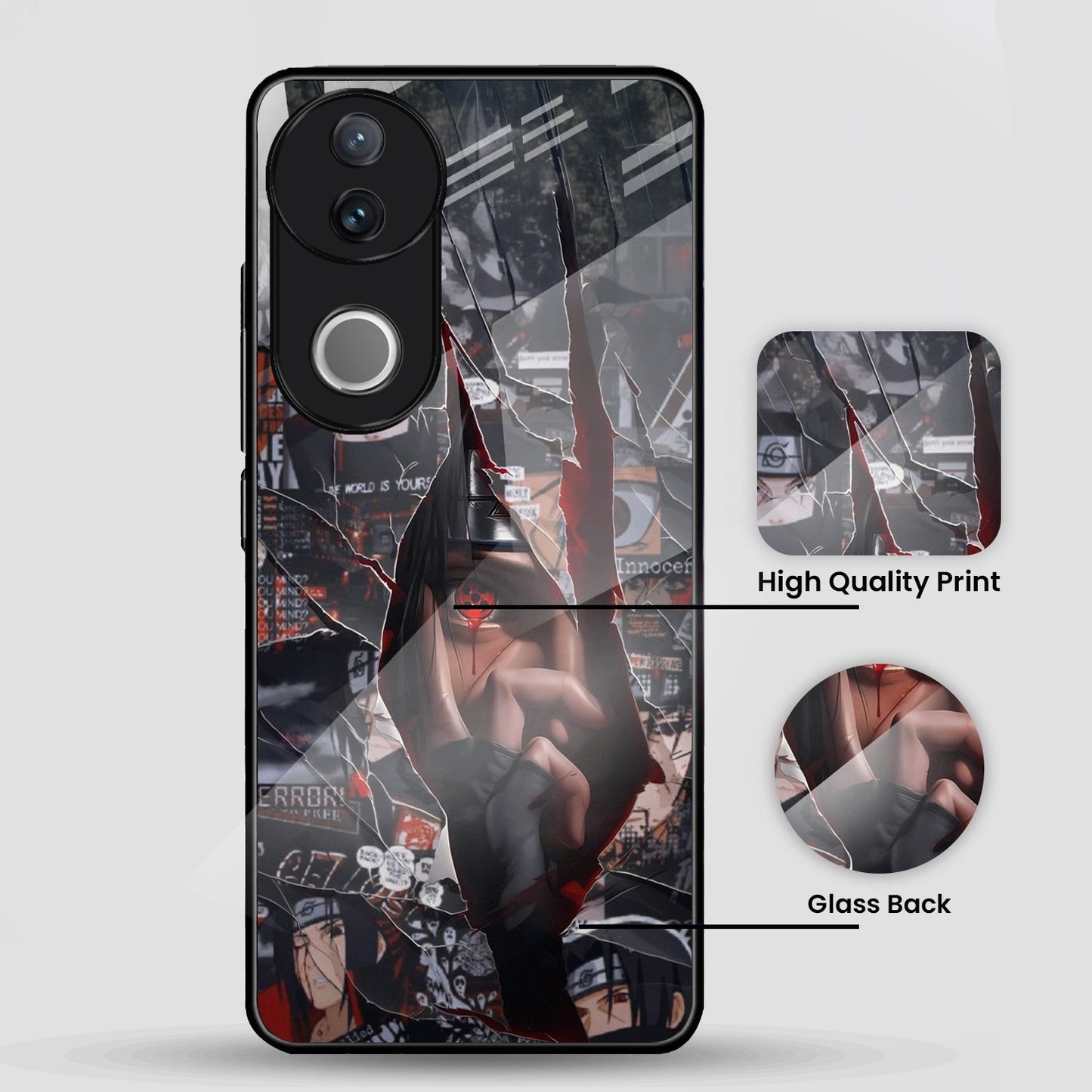 Vivo V50 5G Premium Acrylic Shockproof Glass Back Case (Sharingan)