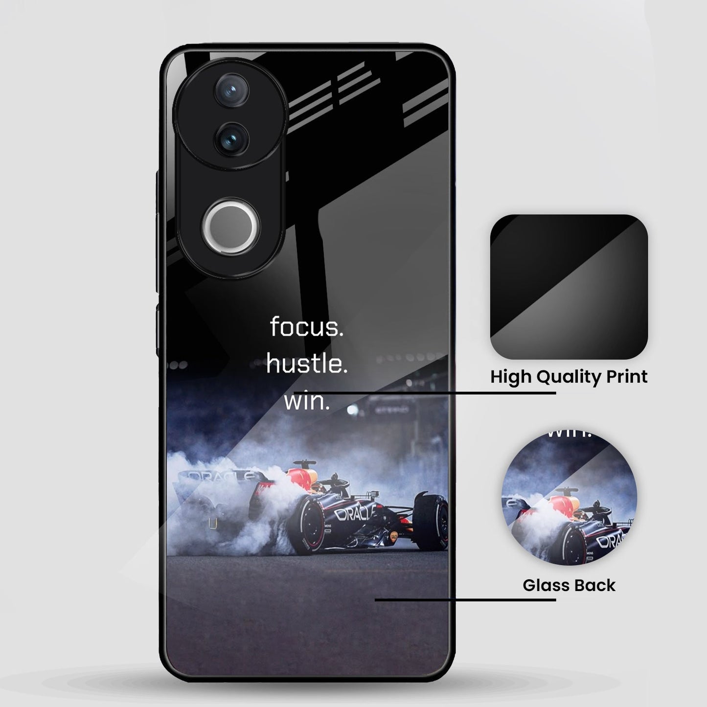 Vivo V50 5G Premium Acrylic Shockproof Glass Back Case (Racing Case)