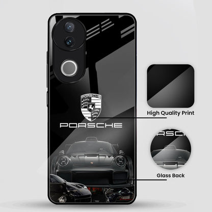 Vivo V50 5G Premium Acrylic Shockproof Glass Back Case (Black Porsche)