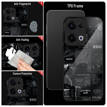 Oppo Reno 13 5G Premium Acrylic Shockproof Glass Back Case (Discipline Drive)